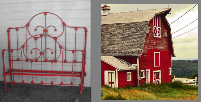 iron beds /Barn Red iron beds