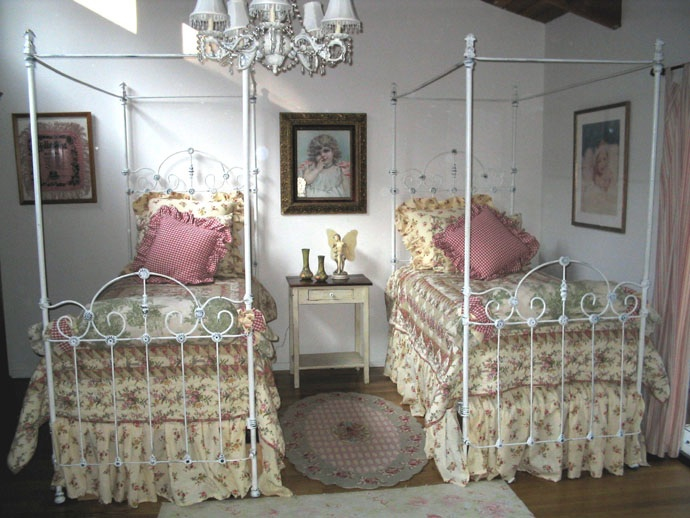 Matching Twin Canopies Antique Iron Bed