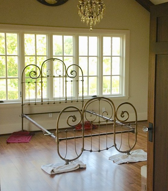 Antique Iron Beds for Tall Ceilings and Window Walls