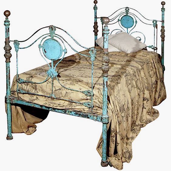 Blue-four-poster-iron-bed