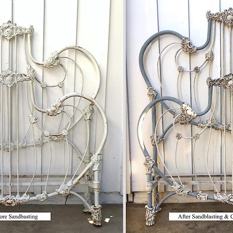antique iron bed – Before & After Refinishing copy