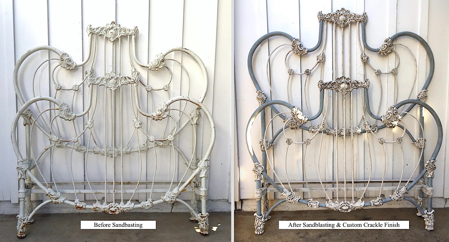 antique iron bed – Before & After Refinishing copy