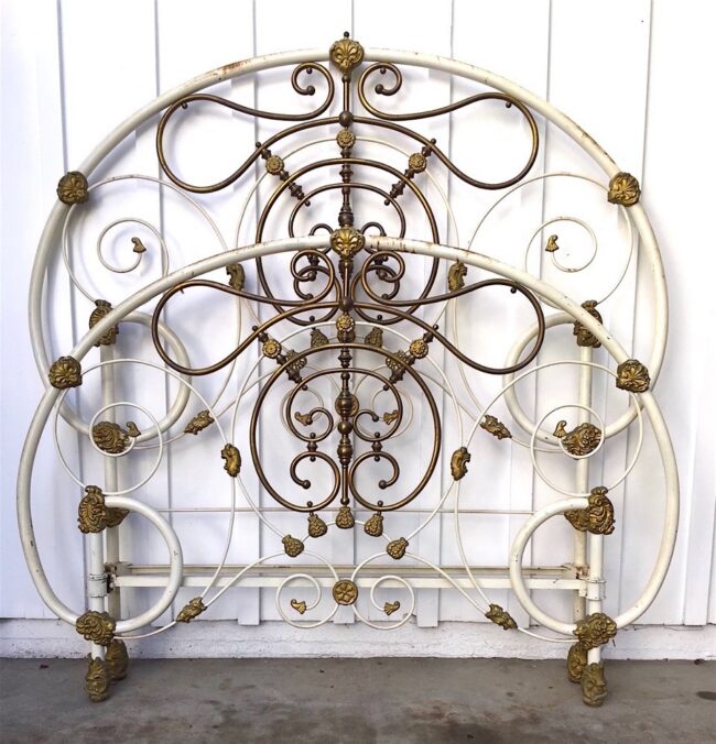 scrolled-antique-iron-and-brass-bed-frame